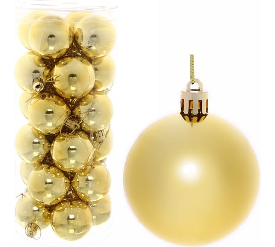 Изображение товара Новогодние шары Серпантин 6 см (набор 24 шт.) "Глянец", золото 201-0640