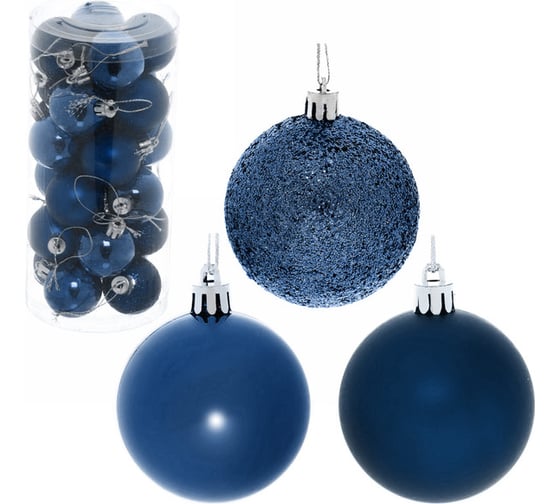 Изображение товара Новогодние шары Серпантин 6 см (набор 24 шт.) "Микс фактур", сапфир 201-1389