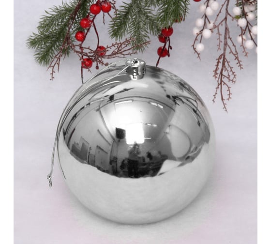 Изображение товара Новогодний шар Серпантин 20 см "Глянец", серебро 204-823