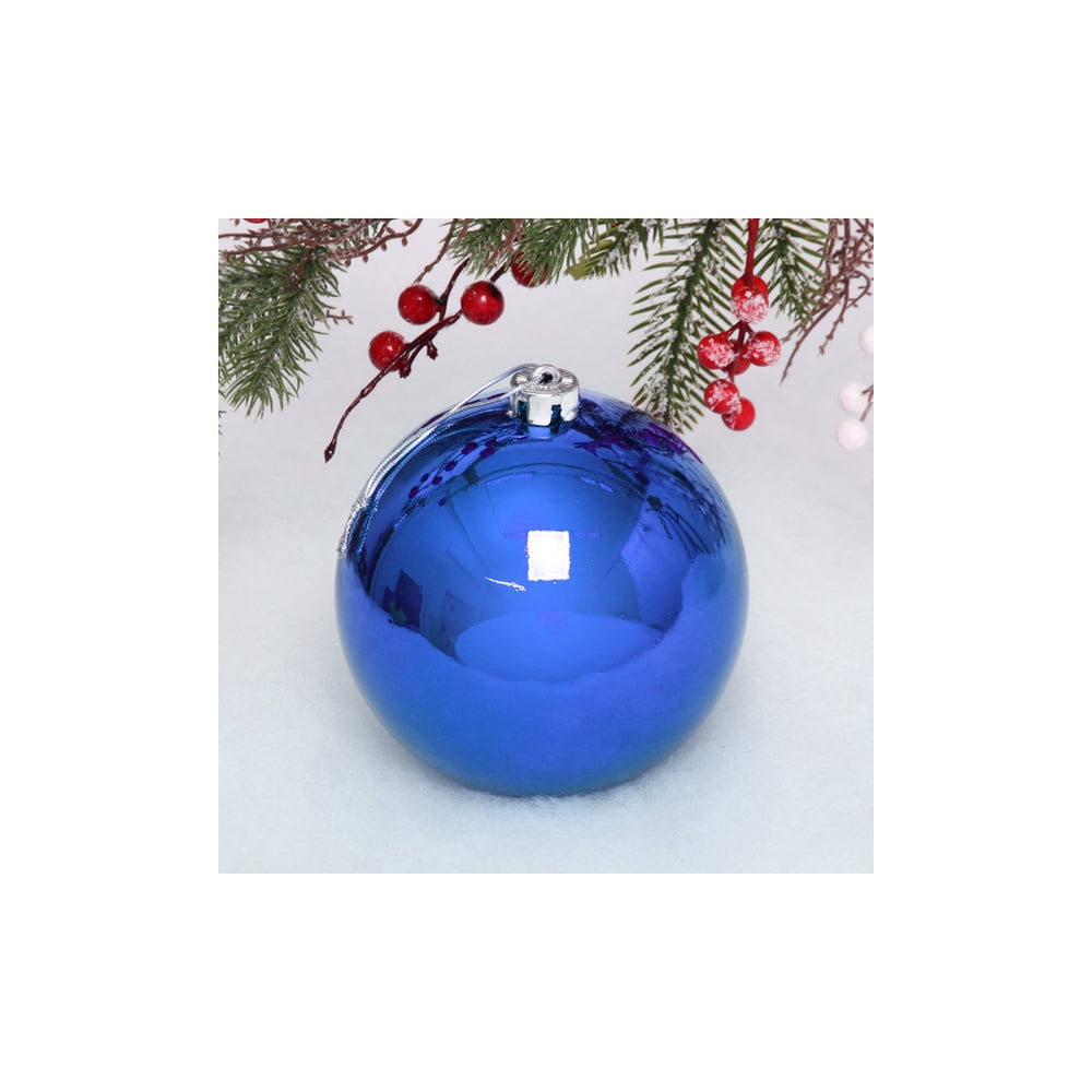 Изображение товара Новогодний шар Серпантин 15 см Глянец синий 201-0684