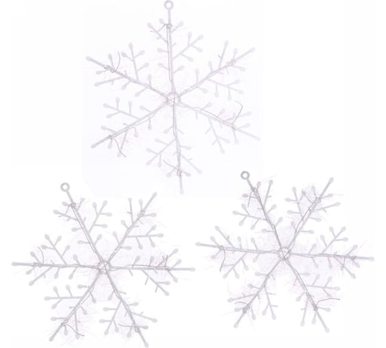 Изображение товара Украшение новогоднее Серпантин "Снежинка" 13 см (набор 3 шт.), Белый 196-627