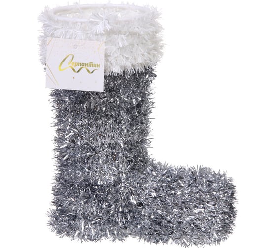 Изображение товара Украшение фольгированное Серпантин "Зимний ботиночек" 22х17х7 см, серебро 202-369