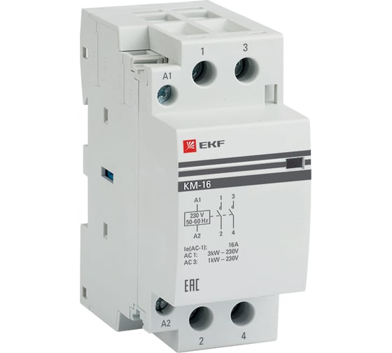 Изображение товара Модульный контактор EKF 16А, 2п, 220В, 2НО, КМ km-2-16-20