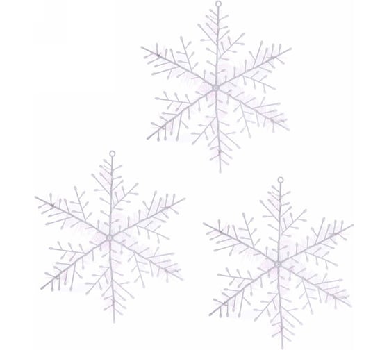 Изображение товара Украшение новогоднее Серпантин "Снежинка" 21 см (набор 3 шт.), Белый 196-628