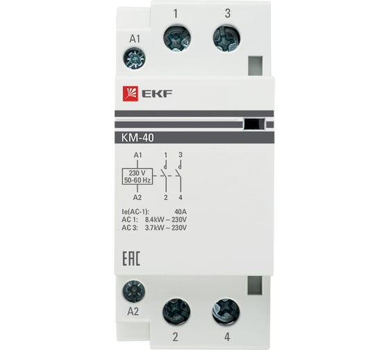 Изображение товара Модульный контактор EKF 40А, 2п, 220В, 2NO, КМ km-2-40-20