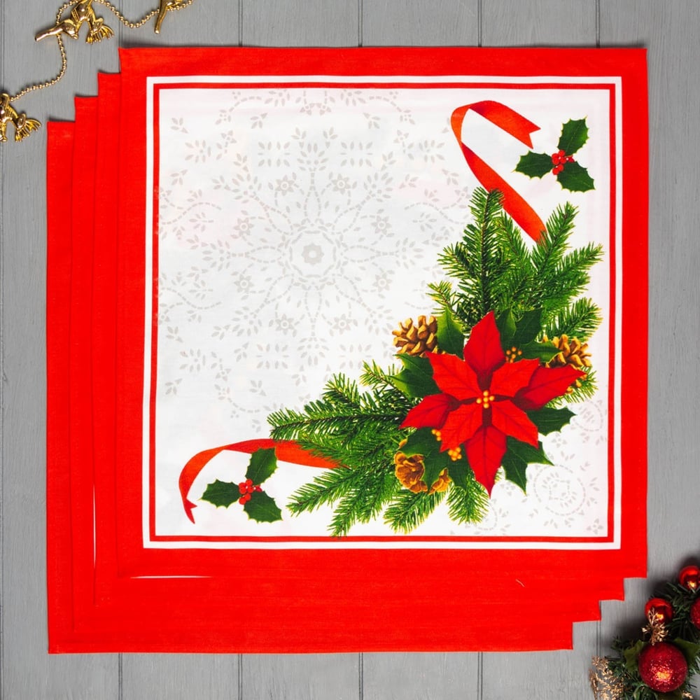 Изображение товара Набор салфеток Этель Рождественский бал 40x40 см, 4 шт, 100% хлопок, саржа 190 гр/м2 7015799