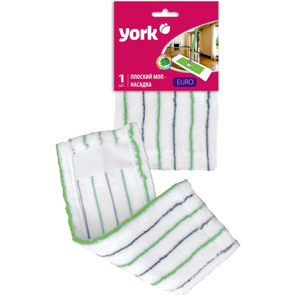 Изображение товара Запаска для швабры YORK ЕВРО МОП 081050 плоская микроволокно
