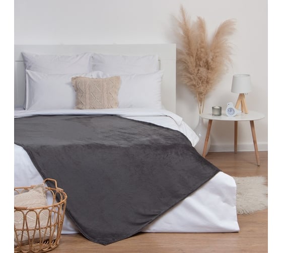 Изображение товара Плед Этель 130x175 см, темно-серый, 100% п/э 7829788