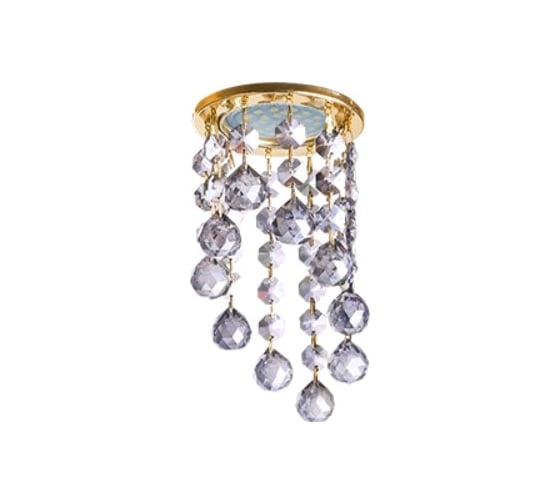 Изображение товара Светильник Ecola MR16 CR1007 GU5.3 Glass Стекло Круг с большими хруст. на подвесе "под скос" Прозрачный/Золото 84x170 FV16RVECB