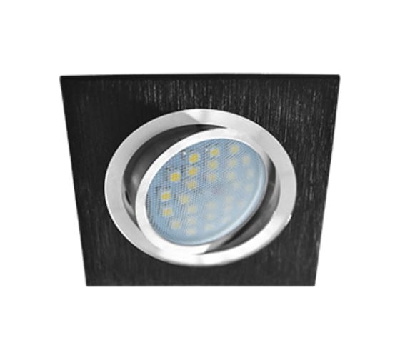 Изображение товара Светильник встраиваемый литой поворотный Ecola MR16 DL205 GU5.3 Квадрат Шлифованный черный / Хром 25x92x92 FK16PSECB