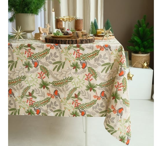 Изображение товара Скатерть Доляна Bullfinch 149x220+/- 3см, 100% хлопок, рогожка 164 г/м2 9082560