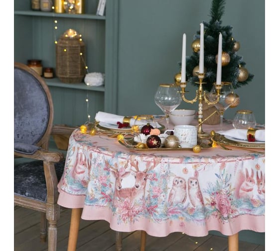 Изображение товара Скатерть Этель Pink magic диаметр 150см +/-3см с ГМВО, 100% хлопок, саржа 190 гр/м2 4496672