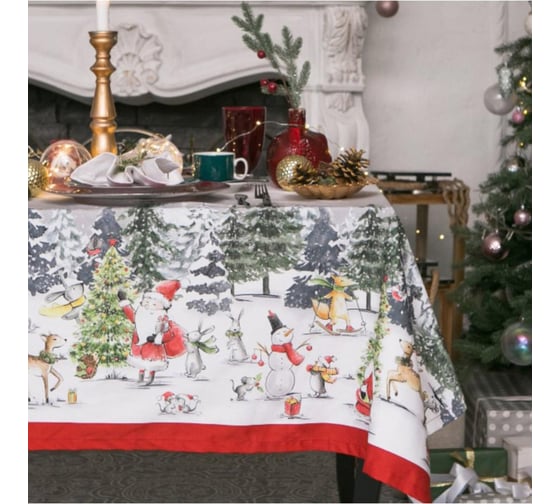Изображение товара Скатерть Этель Праздник в лесу 147x110 см,100% хлопок, саржа 190 гр/м2 с ГМВО 4389571