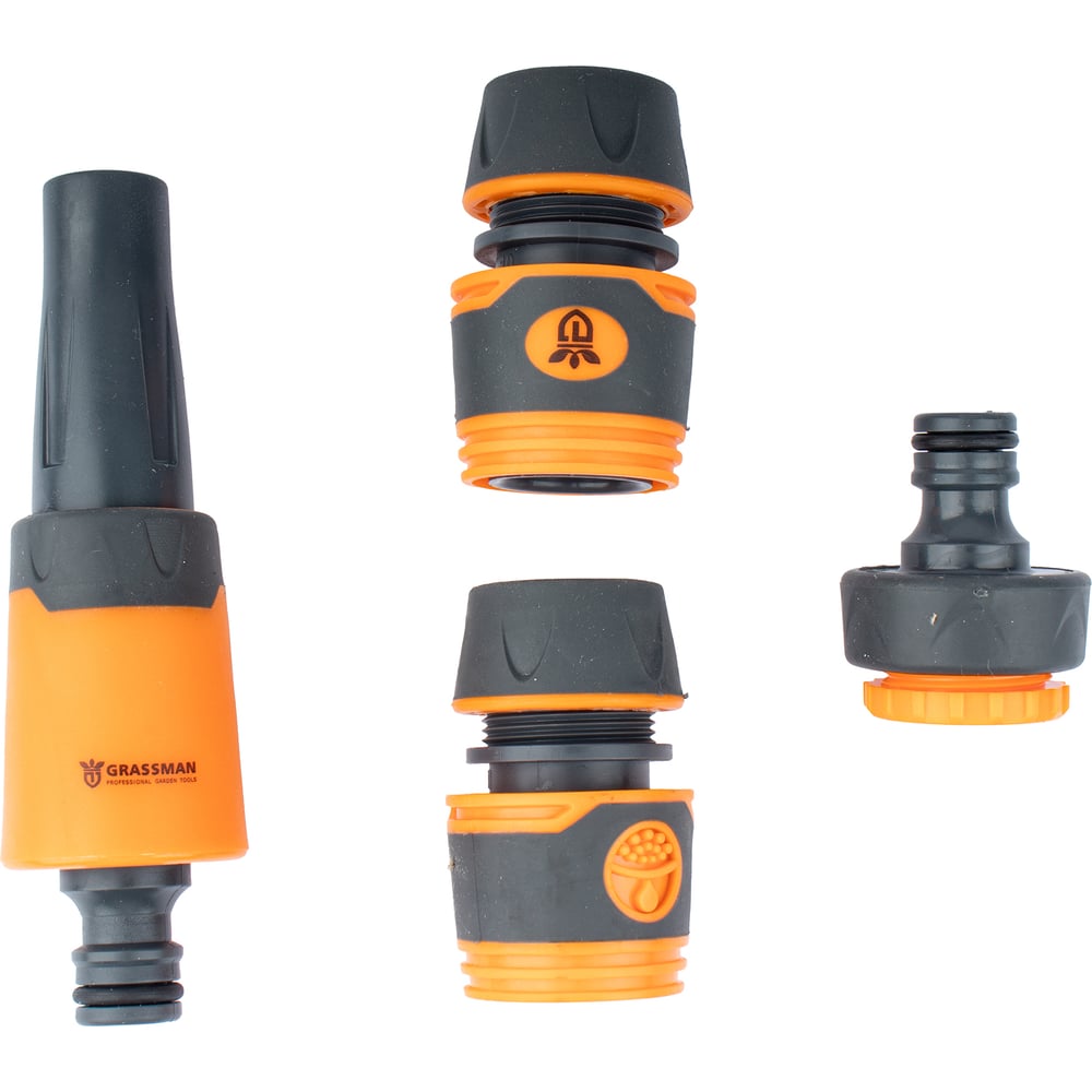 Изображение товара Набор для полива Grassman 1/2" пистолет 2 режима 4 предмета YM5814F