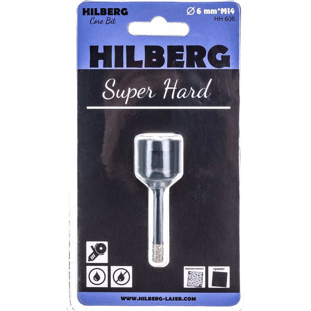 Коронка алмазная по керамике и керамограниту Hilberg алмазная коронка по бетону trio diamond hilberg laser hm201 68 мм