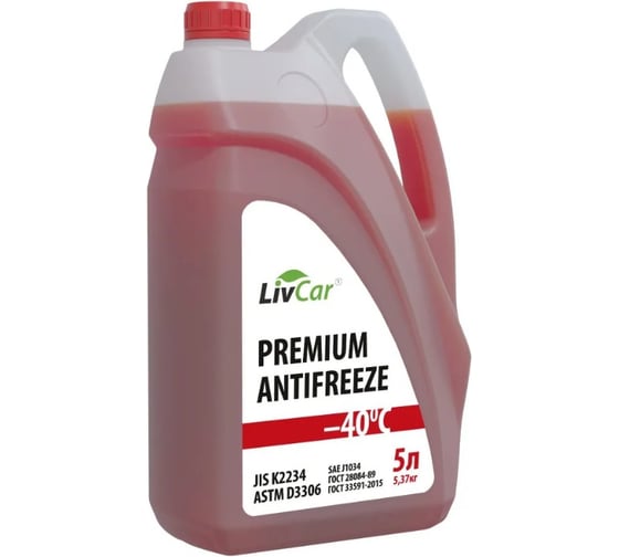 Изображение товара Антифриз готовый LIVCAR PREMIUM JIS -40C красный 5л 4005-LCA-005RJIS