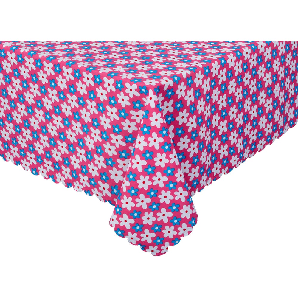 Изображение товара Габардиновая скатерть Guten Morgen Коллекция Романтика 145x150 белая красная с синем цветочная