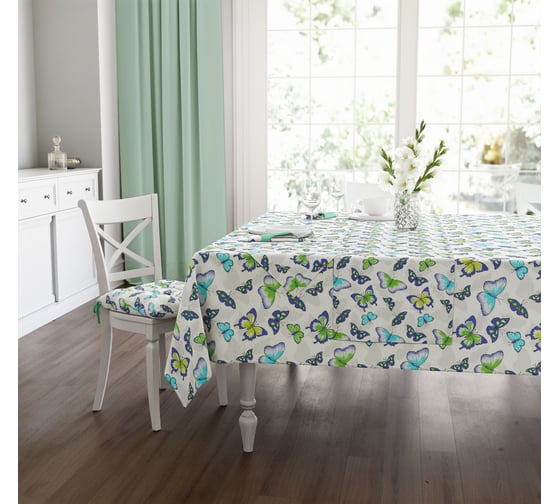 Изображение товара Скатерть Guten Morgen рогожка, Баттерфляй, набор 140x180 см Ср-Бат-140-180