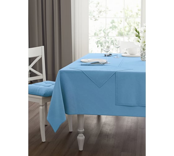 Изображение товара Набор кухонный Guten Morgen рогожка, голубой, скатерть 140x180 см, салфетки 40x40 см 4 шт НКГЛБ-140-180-40-40-4