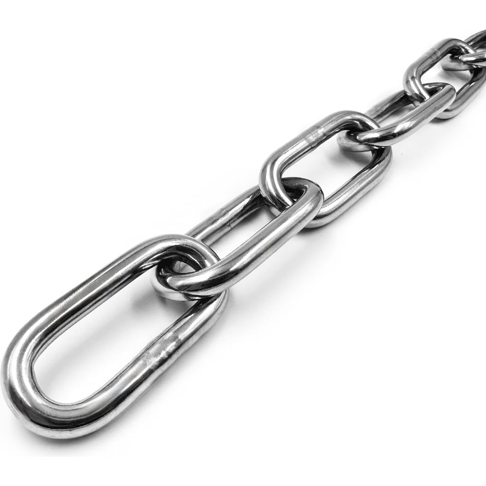 Изображение товара Цепь нержавеющая KREPFIELD 10x65 мм 9 метров сварная длиннозвенная