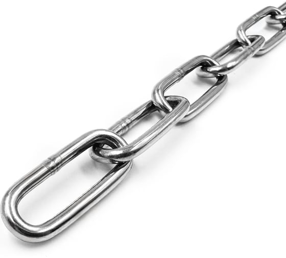 Изображение товара Цепь нержавеющая KREPFIELD 2x22 мм DIN 763 А2 сварная длиннозвенная 5 метров 763А2ЦЕПЬ2ММ-5