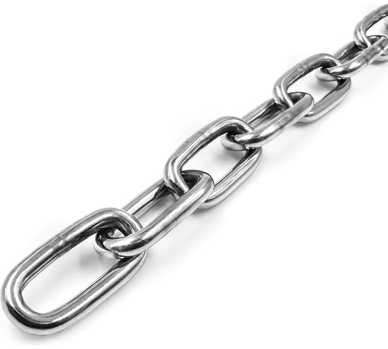 Изображение товара Цепь нержавеющая KREPFIELD 2x12 мм DIN 766 А2 сварная короткозвенная 3 метра 766А2ЦЕПЬ2ММ-3