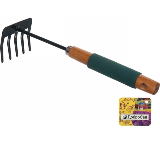 Изображение товара Грабельки Добросад "Эконика" 29 см, деревянная комбинированная ручка 710-716
