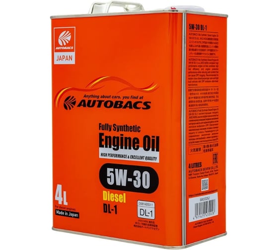 Изображение товара Масло моторное AUTOBACS 5W-30 FULLY SYNTHETIC DIESEL DL-1 4л A00033252
