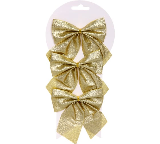 Изображение товара Бант на елку Серпантин "Зимнее очарование" 11*11 см, набор 3 шт, Золото 185-0763