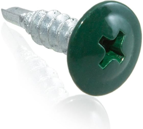 Изображение товара Саморезы для тонких пластин с буром Стройбат 4,2x16 темно-зеленый/белый цинк 200 шт 226771