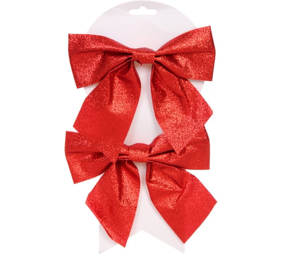 Изображение товара Бант на елку Серпантин "Зимнее очарование" 15*15 cм, набор 2 шт, Красный 185-0726