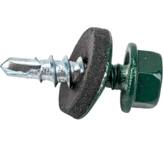 Изображение товара Кровельные саморезы с буром Стройбат 4,8x19 темно-зеленый 70 шт 275520