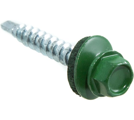 Изображение товара Кровельные саморезы с буром Стройбат 4,8x70 зеленый 30 шт 240551