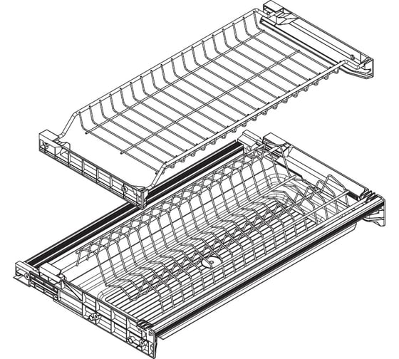 Изображение товара Сушка INOXA 2-уровневая в базу 600/16, с рамкой, поддон 1 шт пластик, отделка сталь 701/60XP.551A.F16