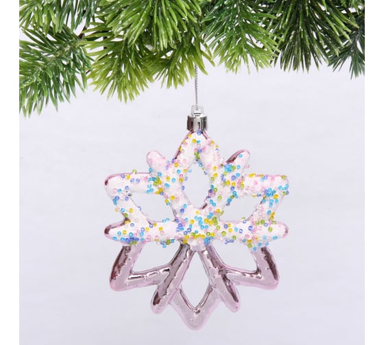 Изображение товара Елочная игрушка Серпантин "Зимняя снежинка" 10*1*12 см, розовый 916-1174