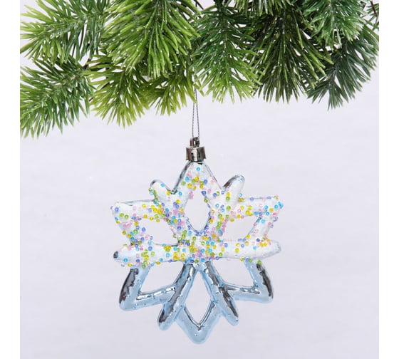Изображение товара Елочная игрушка Серпантин "Зимняя снежинка" 10*1*12 см, голубой 916-1173