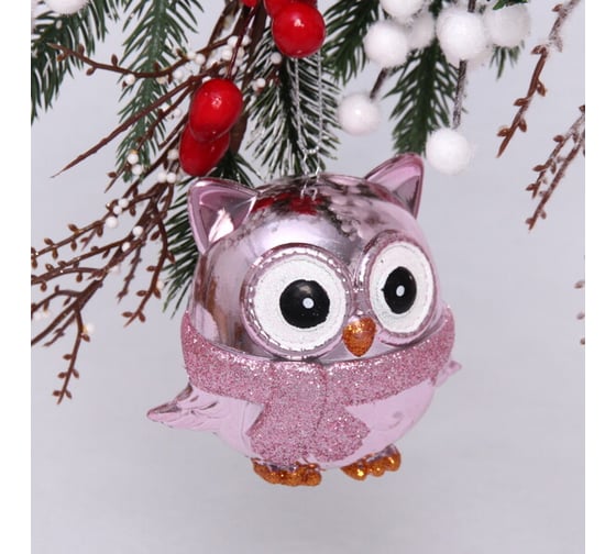 Изображение товара Елочная игрушка Серпантин "Мудрая сова" 10*5*10 см, розовый 916-0739