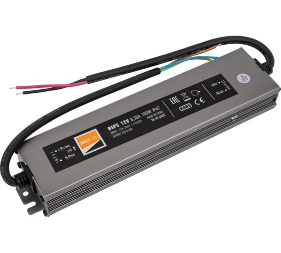 Изображение товара Блок питания для светодиодной ленты Jazzway 100Вт 8.3А 12В IP67 BSPS влагозащитный 3329280A