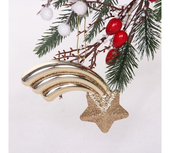 Изображение товара Елочная игрушка Серпантин "Звезда желаний" 11*5*1,5 см, шампань 916-0812