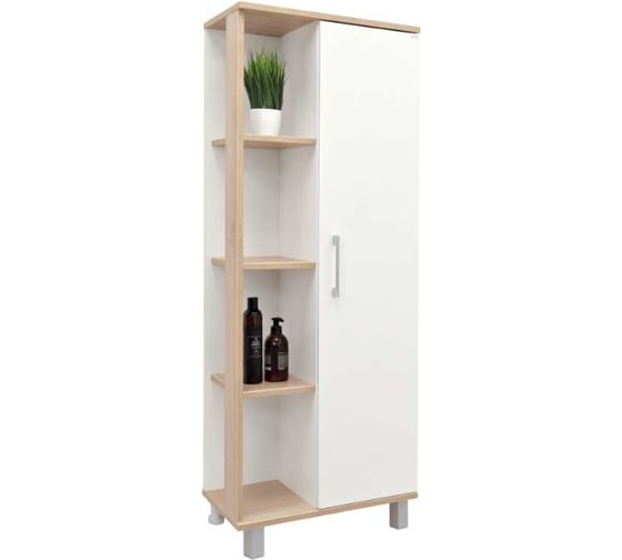 Изображение товара Пенал Doratiz Гавайи 50 напольный, белый, дуб Сонома, правый 2712.301