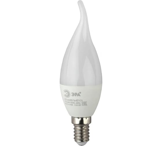 Изображение товара Набор лампочек ЭРА STD LED BXS7W840E14 светодиодные (EC) E14, 7 Вт, свеча на ветру, нейтральный белый, 10 штук Б0056439