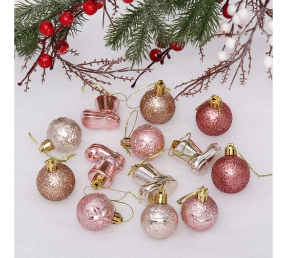 Изображение товара Набор украшений Серпантин "Волшебное сияние" 4 см, 13 предметов, розовое золото/шампань 201-1656