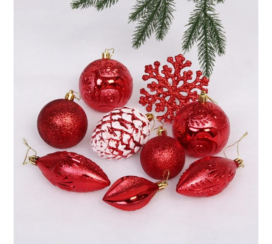 Изображение товара Набор украшений Серпантин "Рождество", 26 предметов, красный 201-1249