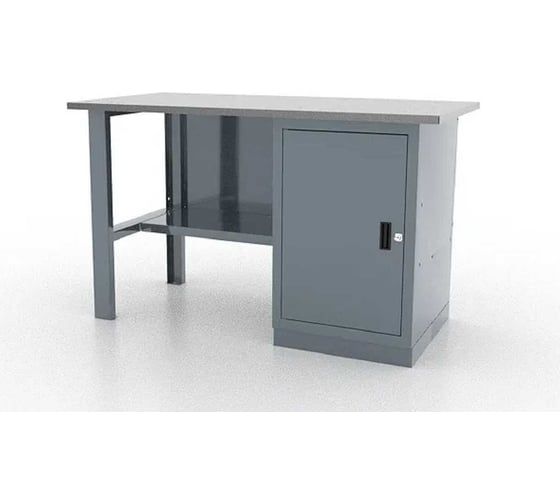 Изображение товара Металлический верстак FERRUM тумба с дверцей и 2 полками, серый металлик, 01.100L-9007