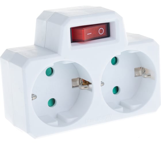 Изображение товара Разветвитель Jazzway Jаzzway с заземлением 16А AD-2GS 3.5кВт защитные шторки с выключателем IP20 5004788