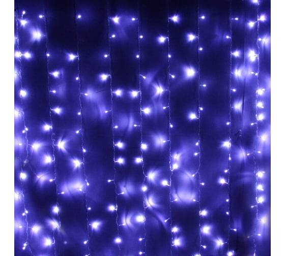 Изображение товара Гирлянда для улицы Серпантин ЗАНАВЕС ш2* в1,5 м 320 ламп LED, прозрачный провод, 8 режимов, IP-54, Белый (возможность соединения) 183-024