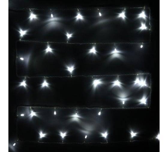 Изображение товара Гирлянда для дома Серпантин 9,5м, 100 ламп, LED, прозрачный провод, 8 режимов, IP-20, Белый (возможность соединения) 129-020