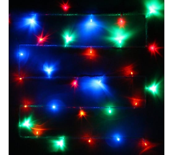Изображение товара Гирлянда для дома Серпантин 9,5м, 100 ламп, LED, прозрачный провод, 8 режимов, IP-20, Мультицвет (возможность соединения) 129-018