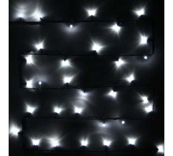 Изображение товара Гирлянда для дома Серпантин 7,5м, 80 ламп, LED, зеленый провод, 8 режимов, IP-20, Белый 183-812