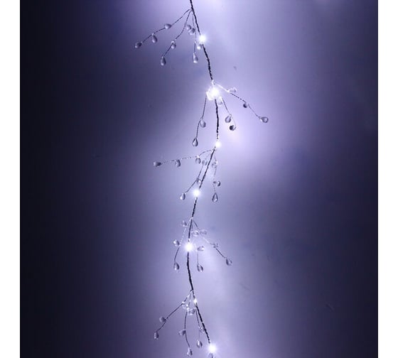 Изображение товара Гирлянда для дома Серпантин на батарейках 1,5 м, 18 ламп, LED, "Сверкающие хрусталики", (от 3хАА), Белый 183-980
